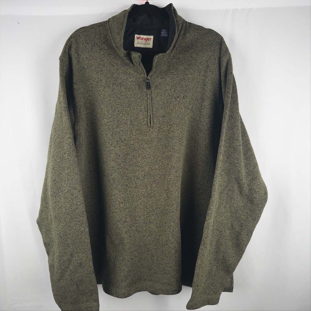 Wrangler Authentics Olive Green 1/4 Zip Pullover Fleece Sweatshirt Size 2XL